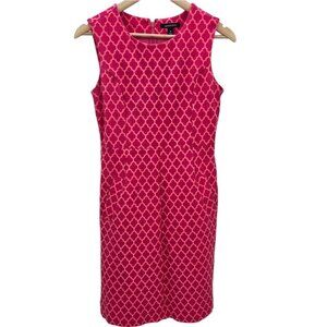 Lands'‎ End Womens 4 Ponte Knit Sleeveless Pink Geometric Dress